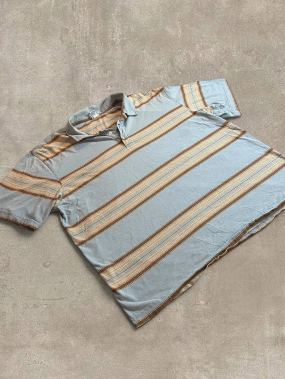 Vintage Y2K Old Navy Striped Polo Shirt Mens XXL Blue Brown Vintage Fit